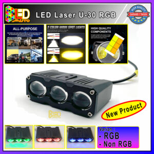 BLed U30 Lampu Mini Laser Biled Projie Tembak Kabut Projie Motor Mobil RGB - gambar utama