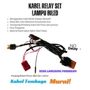 Bledauto Relay Set Lampu Biled 80A Kabel Tembaga Tahan Panas - gambar utama