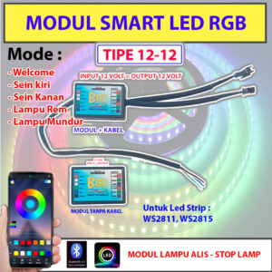 Bledauto Modul Alis Stoplamp RGB Bluetooth Tipe 12-12 Motor Mobil - gambar utama