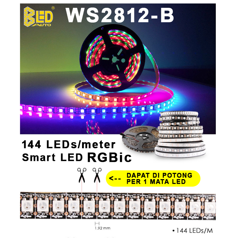 Bledauto Led Strip WS 2812 B Smart Led RGB ic ws2812 5 Volt - gambar utama