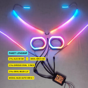 Bledauto Paketan Lampu Alis Shroud RGB Bluetooth - gambar utama