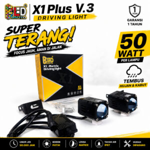 Lampu Tembak LED X1 Plus V3 Bled Auto 50W Mini Laser Blue Lens Putih Kuning Tembus Hujan Kabut Terang X1 Plus Senlo Garansi 1 Tahun - gambar utama