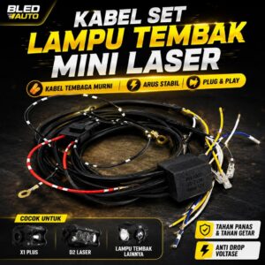 Bledauto Relay Set Lampu Tembak Mini Laser | Plug & Play | Tembaga Murni | Universal X1 Plus D2 Laser - gambar utama